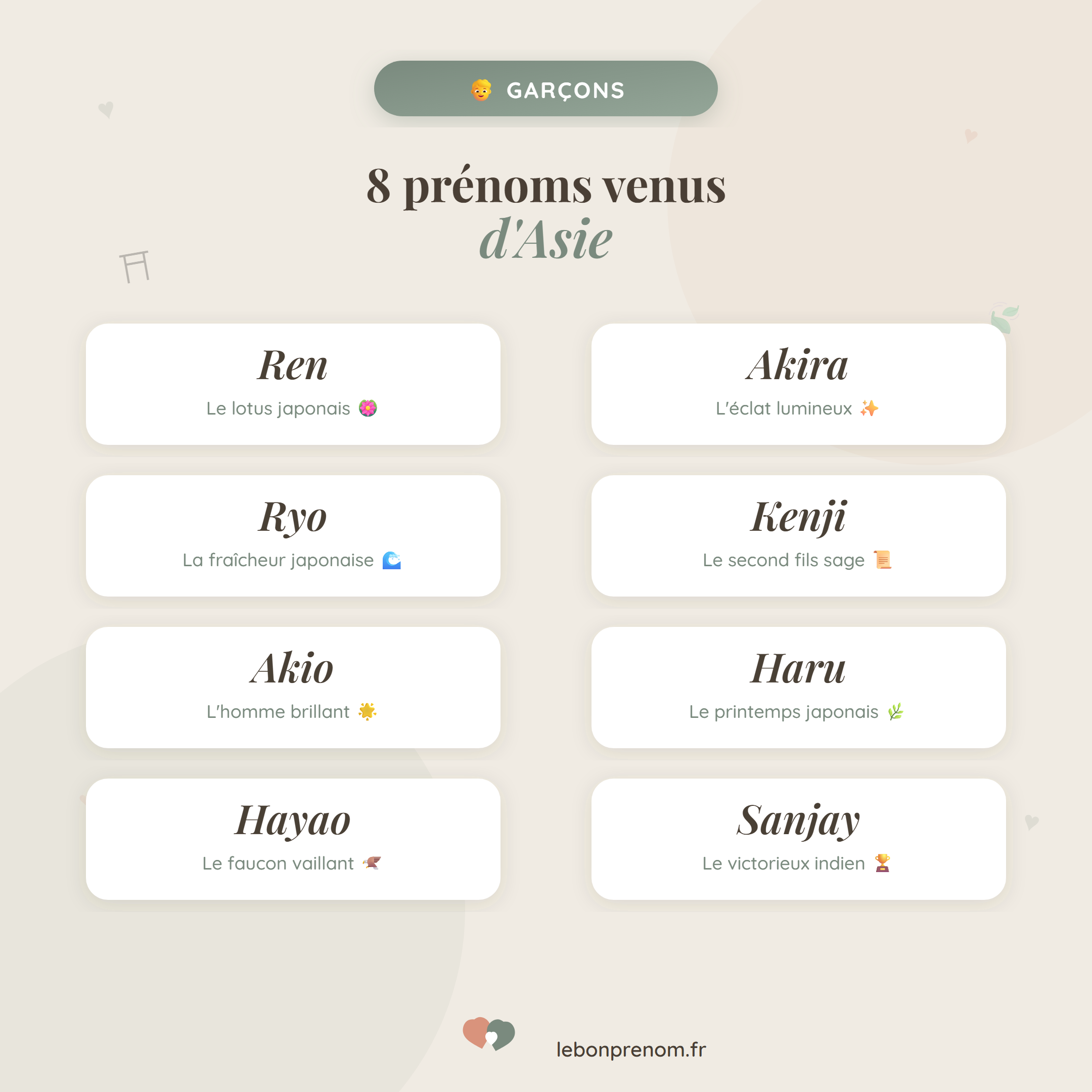 Prénoms de garçon d'inspiration asiatique